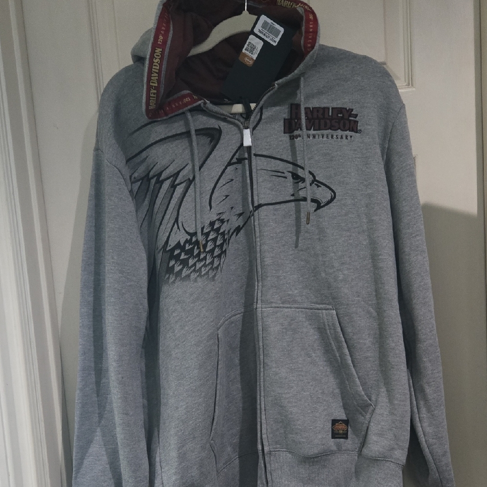 Harley-Davidson Gray Zip-Up with Eagle Graphic